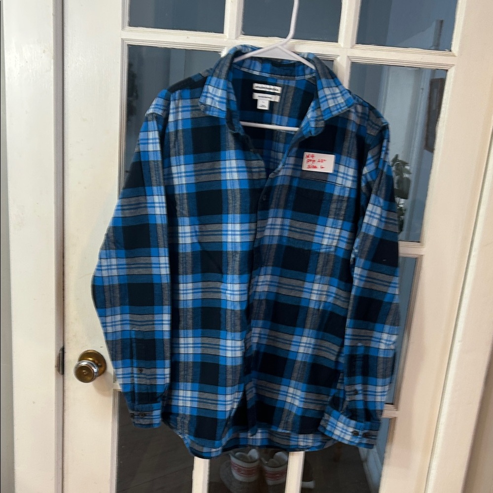 N4. Men's Navy and Light Blue Plaid Shirt